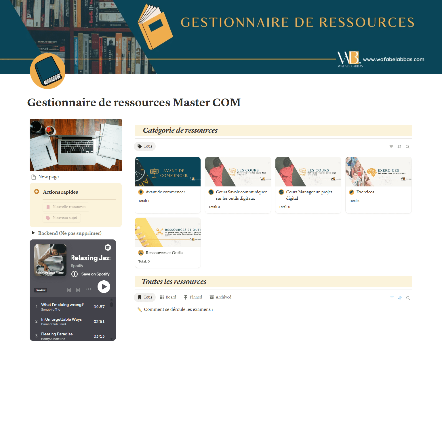 Gestions des ressources avec Notion